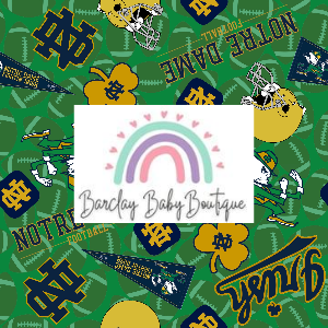ND College Footbal Fabric INFANT (0/3m to 12/18m) ALL Patterns