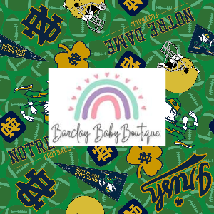 ND College Football Fabric TODDLER/CHILD (18/24m - 6T) ALL Patterns