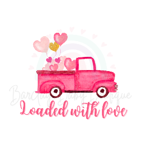 'Loaded with love' Pink Truck Valentine Onesie, Basic T-shirt and Peplum shirt SUBLIMATION