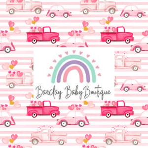 Pink Truck Valentine Fabric INFANT (Preemie, Newborn, 0/3m to 9/12m) ALL Patterns