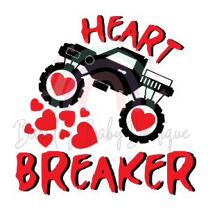 Heart Breaker Truck Stripe Valentine Onesie, Basic T-shirt and Peplum shirt SUBLIMATION