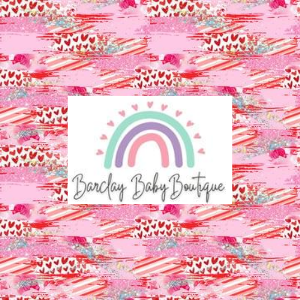 Pink Brushstroke Valentine Fabric INFANT (Preemie, Newborn, 0/3m to 9/12m) ALL Patterns
