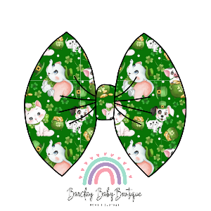 St. Patricks Day animals Fabric Bow, Piggies or Mama Headband