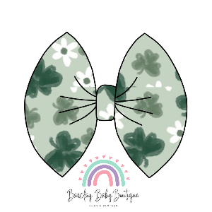 Hand-drawn Shamrocks Fabric Bow, Piggies or Mama Headband