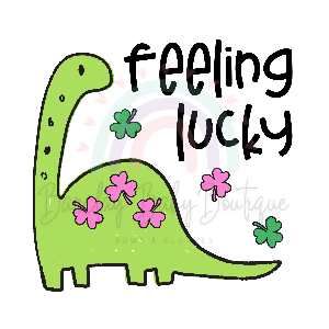 'Feeling Lucky' Dino girl GREY Onesie, Tank Top, and Basic T-shirt SUBLIMATION