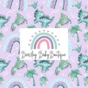 DINO Purple Rainbow Fabric INFANT (Preemie, Newborn, 0 /3m to 9/12m) ALL Patterns