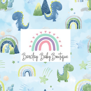 DINO Blue Rainbow Fabric INFANT (Preemie, Newborn, 0 /3m to 9/12m) ALL Patterns