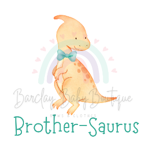 Dinosaur 'Brother-Saurus' Fabric WHITE Onesie, Tank Top, Basic T-shirt and Peplum shirt SUBLIMATION