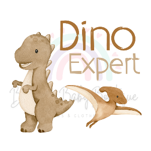 'Dino Expert' Dinosaur Fabric WHITE Onesie, Tank Top, Basic T-shirt and Peplum shirt SUBLIMATION