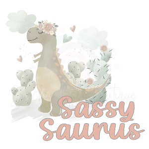 'Sassy Saurus' Pink Rainbow Fabric WHITE Onesie, Tank Top, Basic T-shirt and Peplum shirt SUBLIMATION
