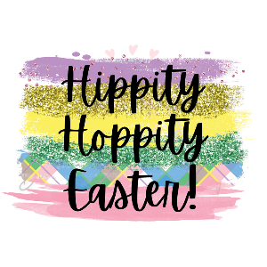 'Hippity Hoppity Easter' Spring Brushstrokes WHITE Onesie, Tank Top, Basic T-shirt and Peplum shirt SUBLIMATION
