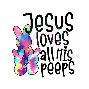 'Jesus loves all his Peeps' WHITE Onesie, Tank Top, Basic T-shirt and Peplum shirt SUBLIMATION