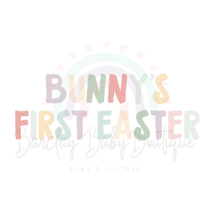 'Bunny's First Easter' WHITE Onesie, Tank Top, Basic T-shirt and Peplum shirt SUBLIMATION