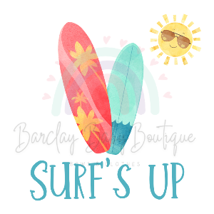 'Surf's Up' WHITE Onesie, Tank Top, Basic T-shirt and Peplum shirt SUBLIMATION