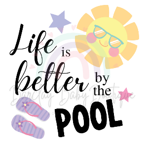 'Life is better at the pool' WHITE Onesie, Tank Top, Basic T-shirt and Peplum shirt SUBLIMATION