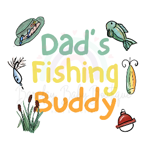 Fishing 'Dad's Fishing Buddy' WHITE Onesie, Basic T-shirt and Peplum shirt SUBLIMATION