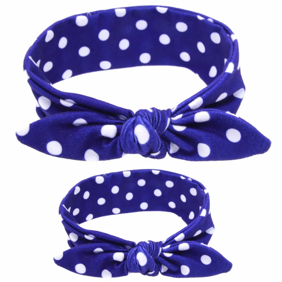 Mother-Daughter Headbands - Blue Polka Dot