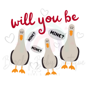 'Will you be mine mine mine' Valentine Onesie, Basic T-shirt and Peplum shirt SUBLIMATION