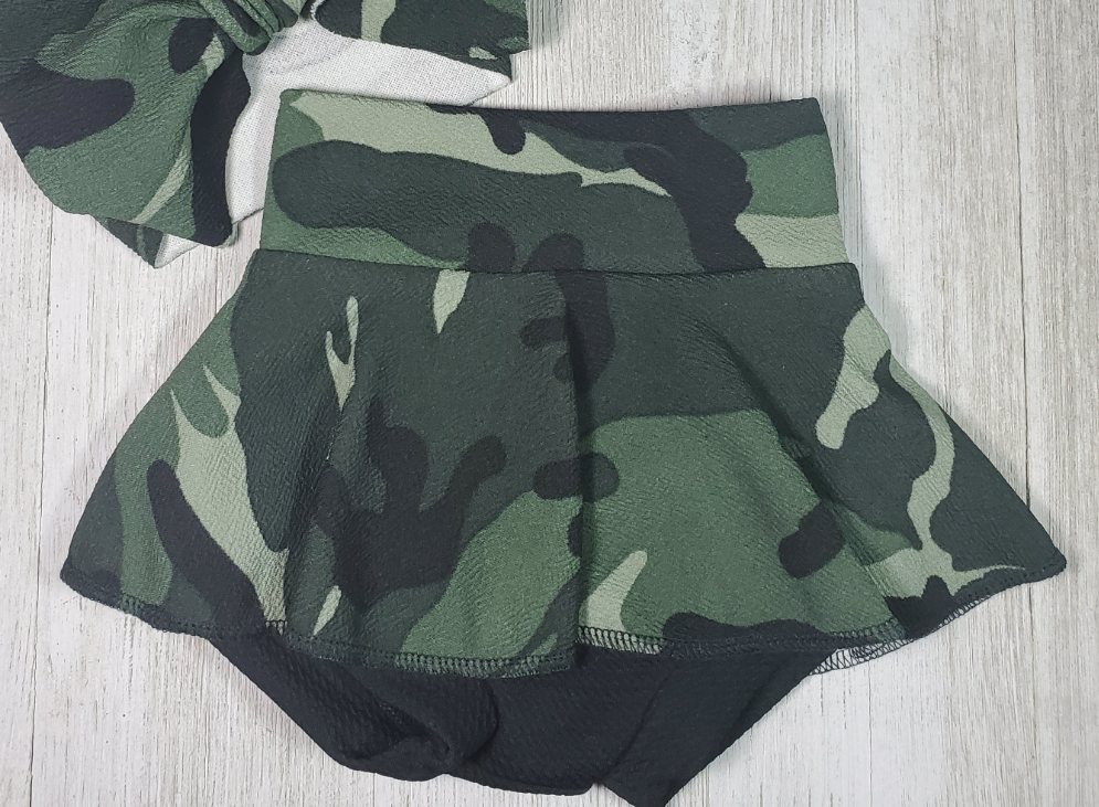 RTS 9/12m Camo Bummie Skirt