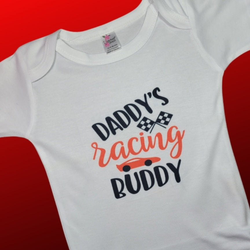 'Daddy's racing buddy' - onesie or toddler t-shirt