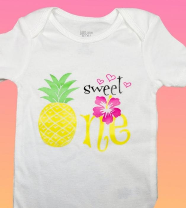 RTS 12m 'Sweet One' Pineapple onesie short sleeve