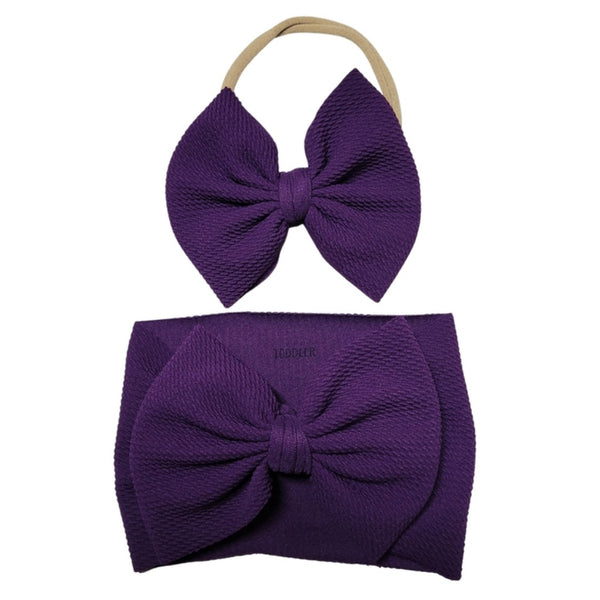 Solid color 5 inch Bow or 3 inch Piggies - Eggplant Purple
