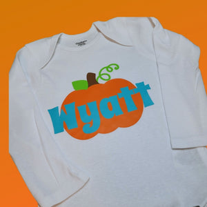 Pumpkin with Customizable Name  onesie or toddler t-shirt