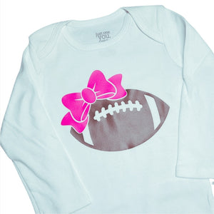 Football with bow  Onesie or Toddler T-shirt