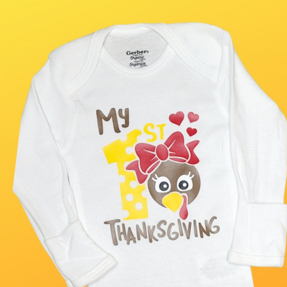 'My 1st Thanksgiving' white onesie or toddler t-shirt