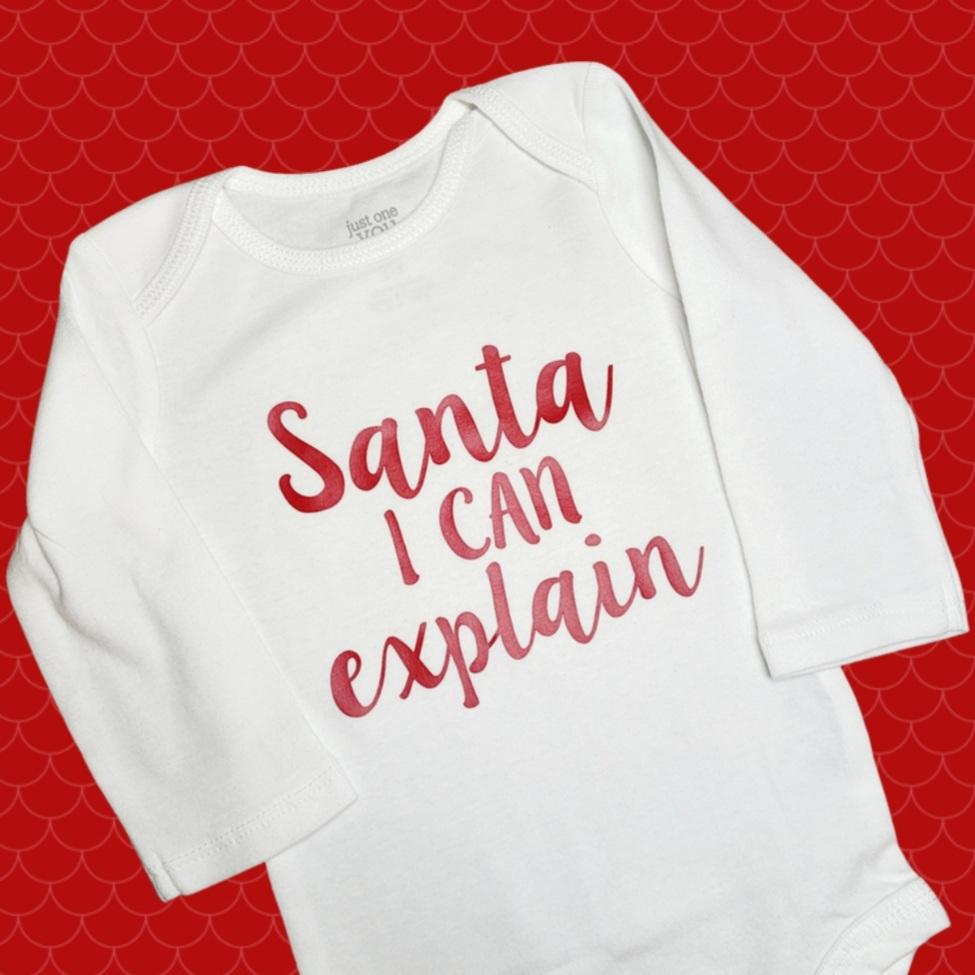 'Santa I can explain' long sleeved onesie - 6 month RTS
