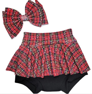 Christmas Plaid Fabric Bummie Skirt 3T/4T RTS