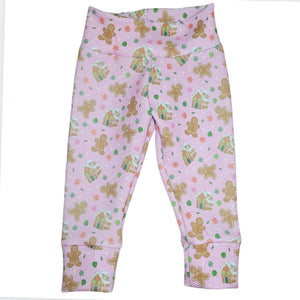 Pink Gingetbread Fabric - Leggings with optional bow