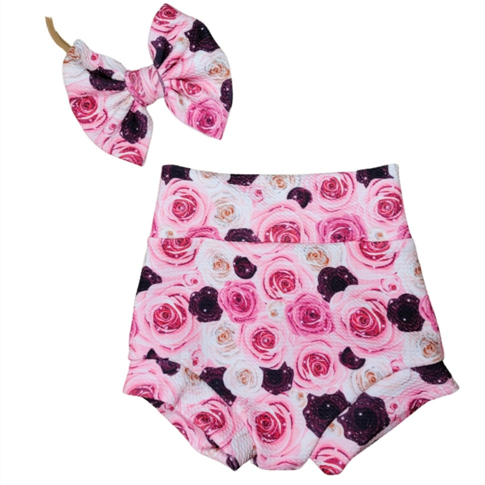 Roses Fabric INFANT (0/3m to 12/18m) Bummie, Bummie Skirt, Shorts, Leggings, or Joggers