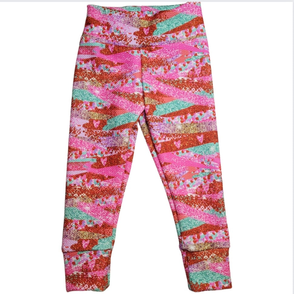 Pink Valentine Brushstrokes Fabric TODDLER/CHILD (12/18m - 6T) Bummie, Bummie Skirt, Shorts, Leggings or Joggers