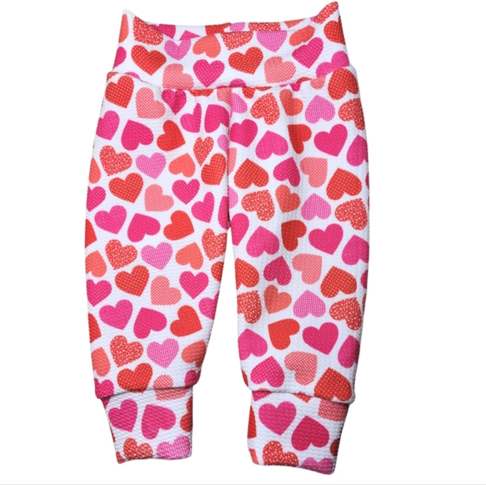 RTS Heart Fabric Leggings 0/3m, 9/12m & 18/24m