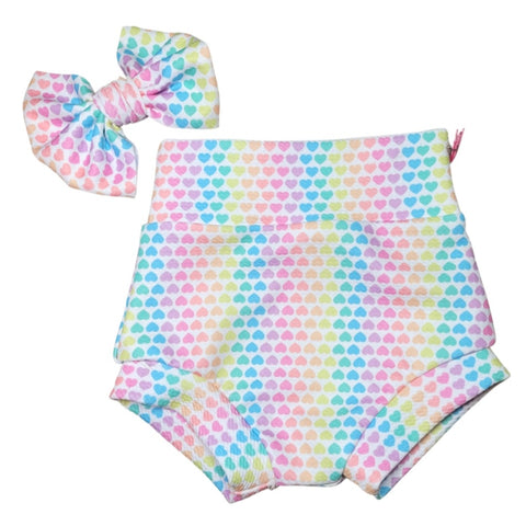 Pastel Heart Fabric TODDLER/CHILD (12/18m - 6T) Bummie, Bummie Skirt, Shorts, Leggings or Joggers