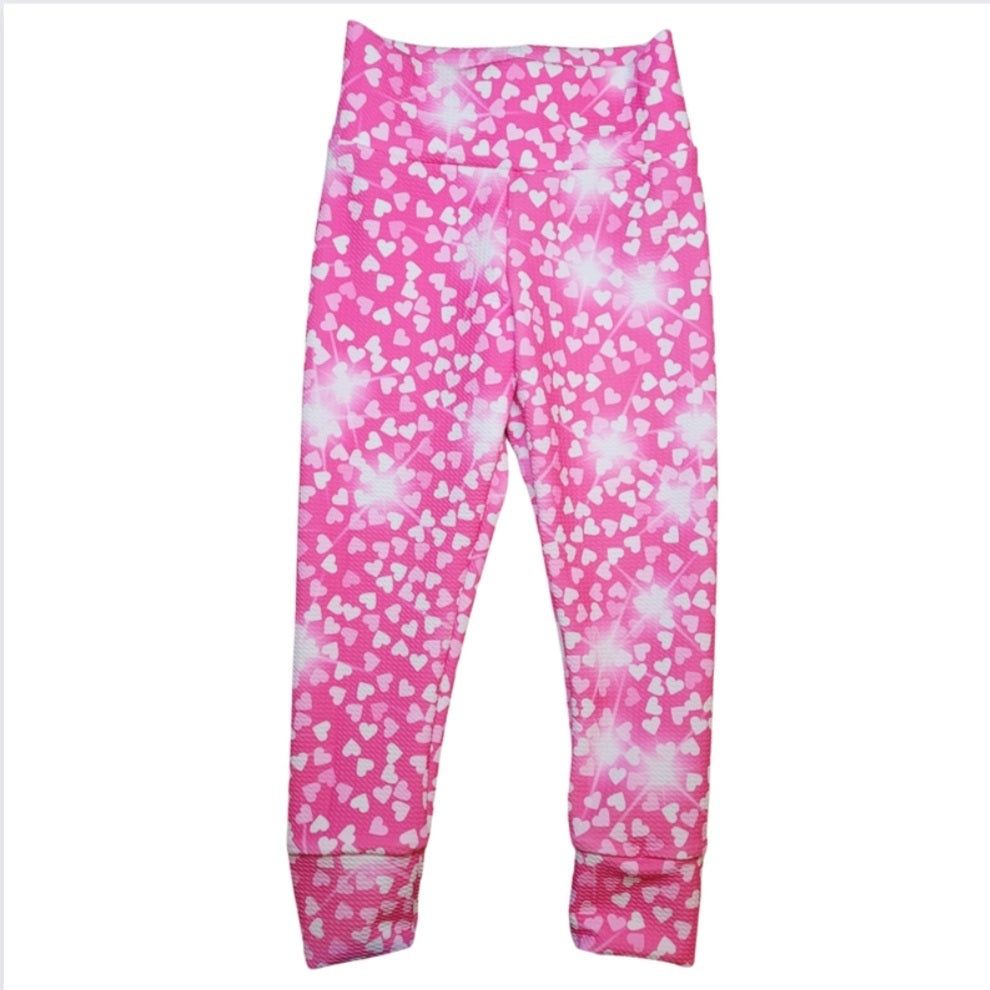 Pink Sparkle Hearts Fabric INFANT (0/3m to 12/18m) Bummie, Bummie Skirt, Shorts, Leggings, or Joggers