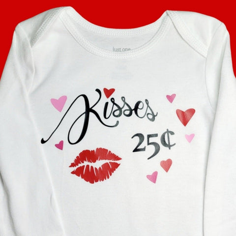 RTS 'Kisses' Onesie 12m long sleeve