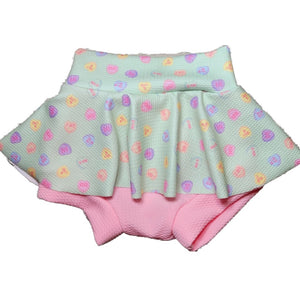 Mint Conversation Hearts Fabric INFANT (0/3m to 12/18m) Bummie, Bummie Skirt, Shorts, Leggings, or Joggers