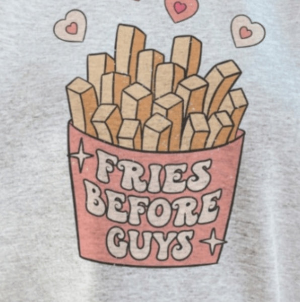 'Fries Before Guys' White Sublimation Onesie or T-shirt