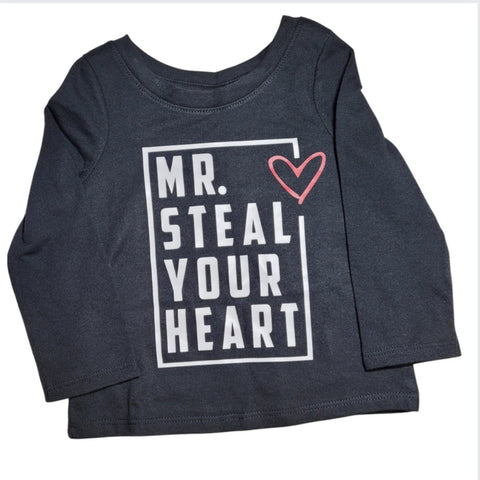 RTS Mr. Steal your heart Black Toddler T-shirt 12m