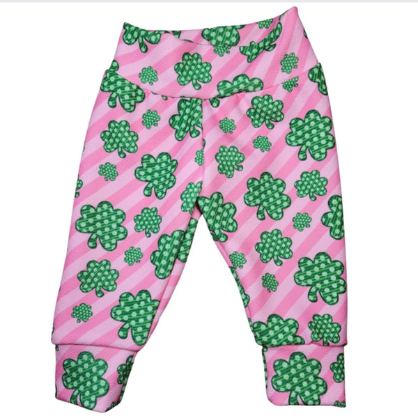 Pink Shamrock Fabric INFANT (0/3m to 12/18m) Bummie, Bummie Skirt, Shorts, Leggings, or Joggers