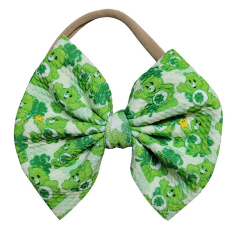 Lucky Bear Fabric Bow, Headwrap or Piggies