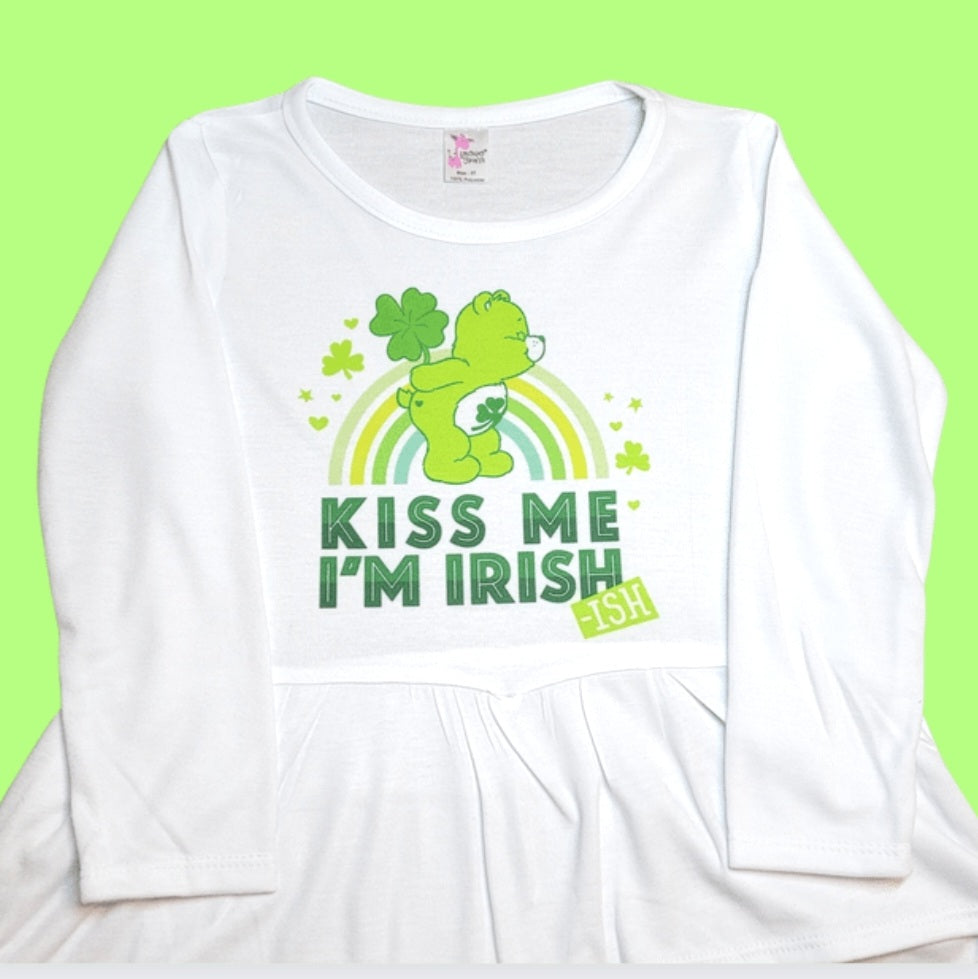'Kiss m Im irish-ish' Bear Onesie or T-shirt SUBLIMATION
