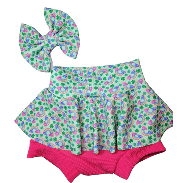 Rainbow Shamrock Fabric INFANT (0/3m to 12/18m) Bummie, Bummie Skirt, Shorts, Leggings, or Joggers